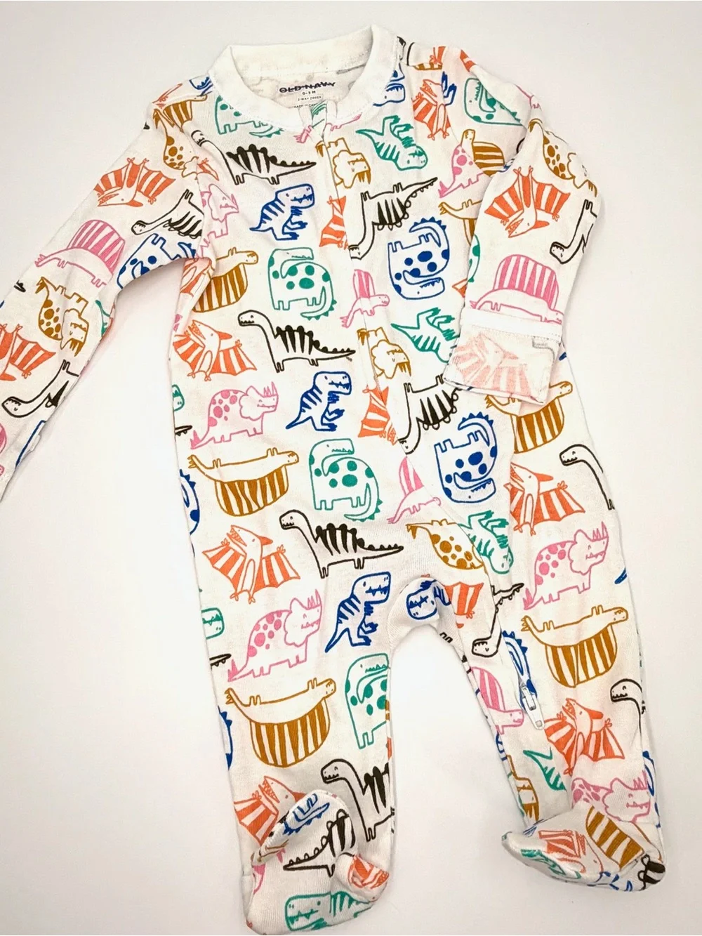 Old Navy Baby 0-3M Dinosaur Footed Sleepers 2-Pack 2-Way Zip
